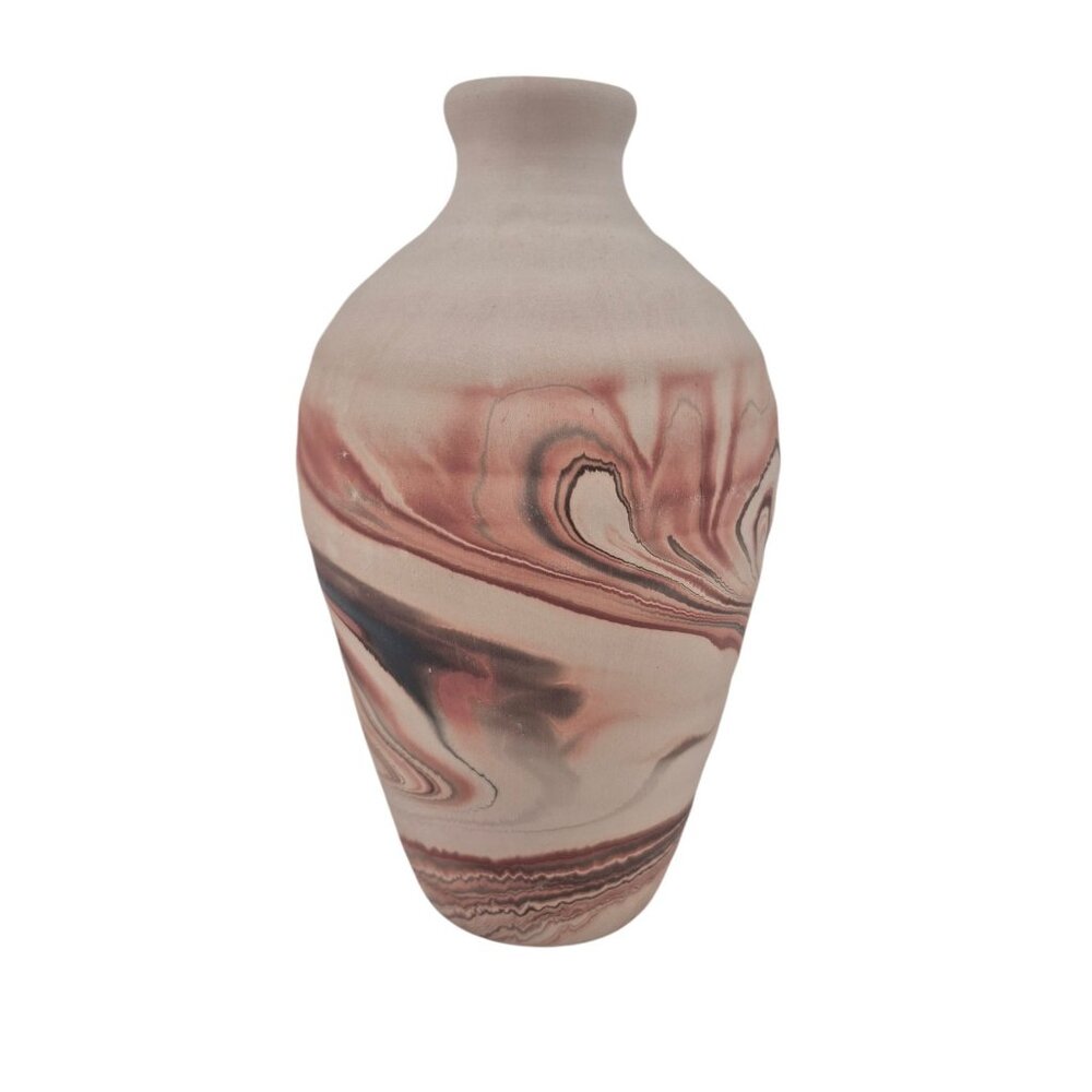 Nemadji Pottery Hand Made Swirl Design Vase Decorative Earth Tones USA Ceramic - Picture 5 of 10